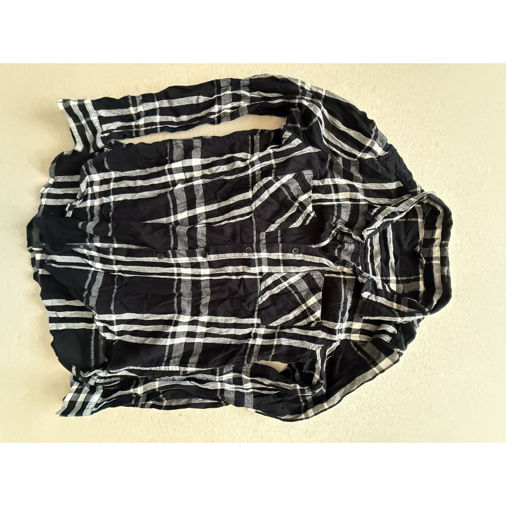Lucky Brand Black And White Flannel Button Up